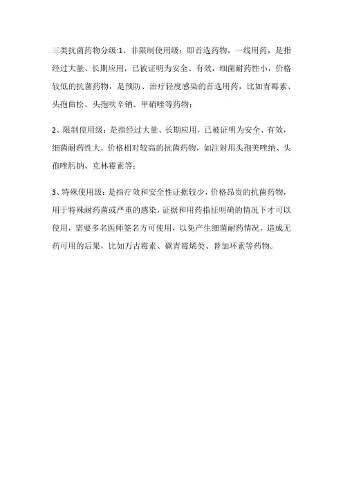 三类抗菌药物分级