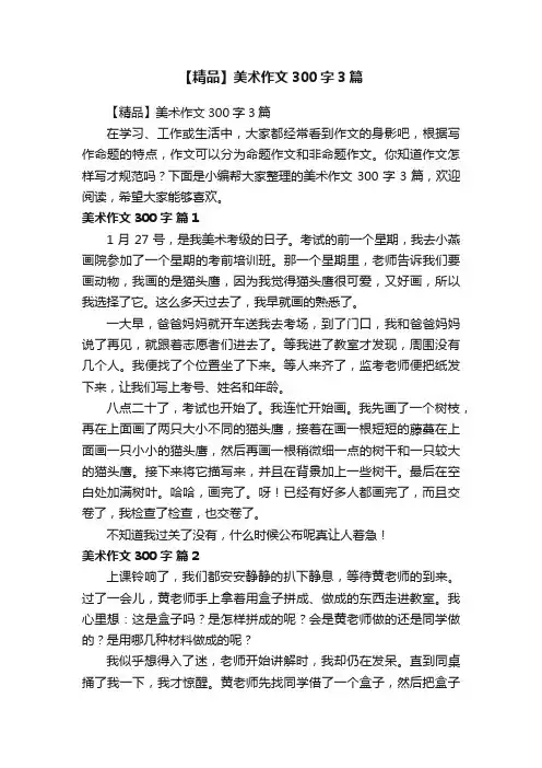 【精品】美术作文300字3篇