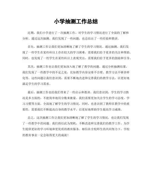 小学抽测工作总结