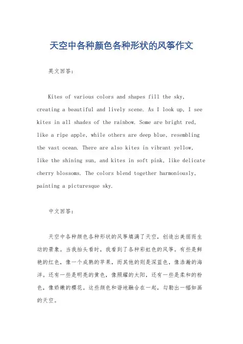 天空中各种颜色各种形状的风筝作文