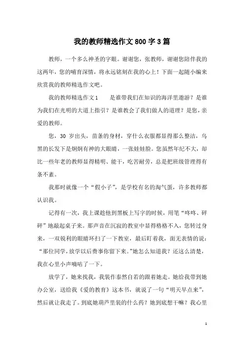 我的教师精选作文800字3篇