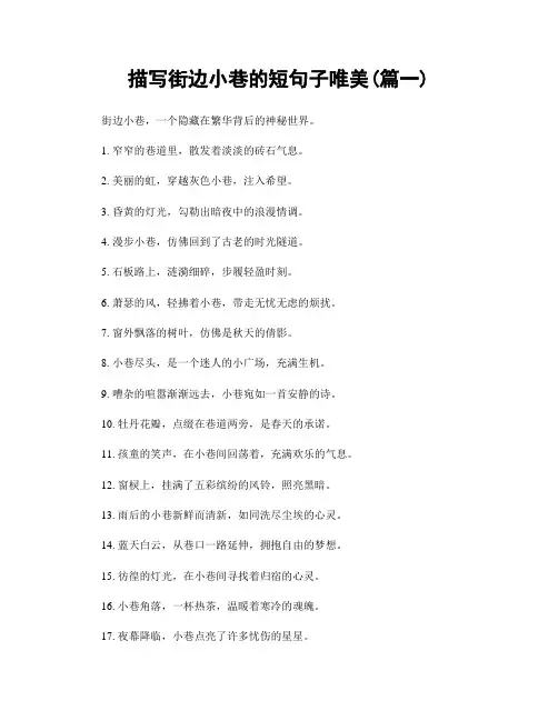 描写街边小巷的短句子唯美(精选2篇)