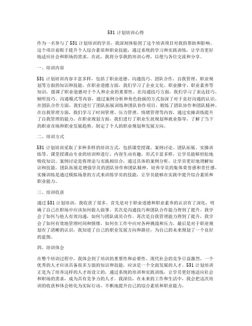 531计划培训心得