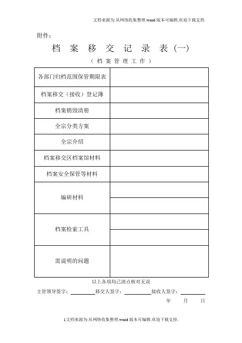 档案移交表