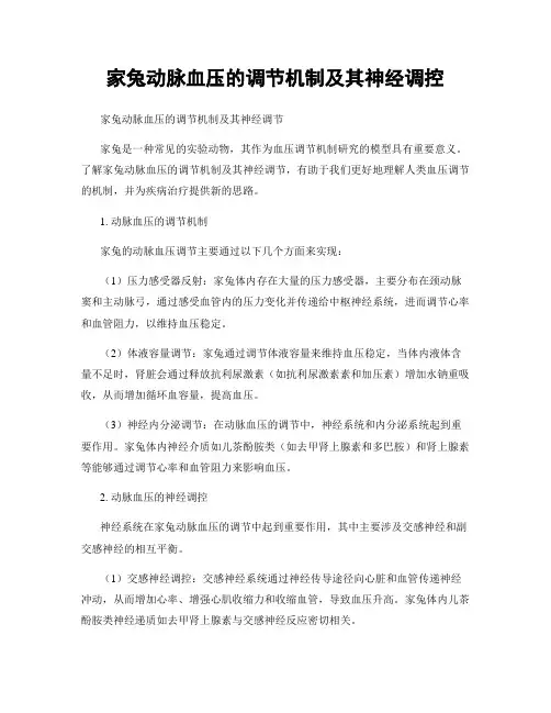 家兔动脉血压的调节机制及其神经调控