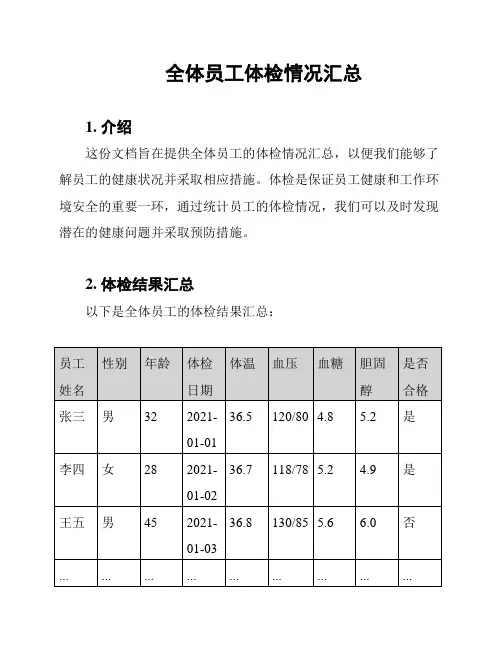 全体员工体检情况汇总