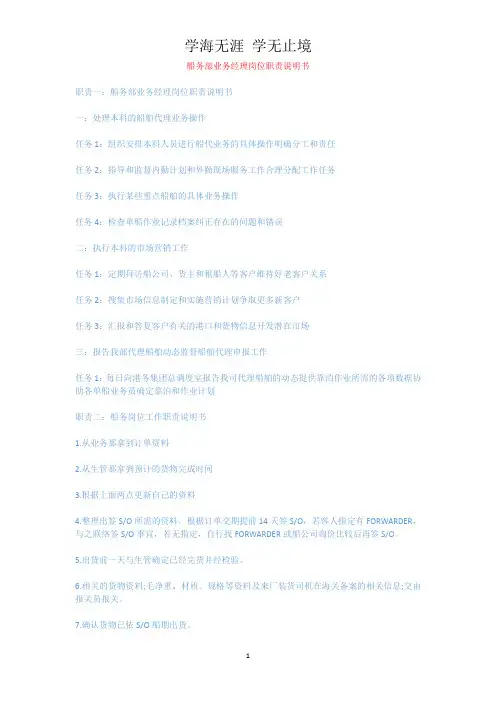 船务部业务经理岗位职责说明书.docx