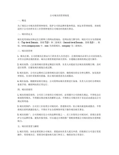 公司域名的管理制度