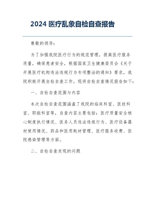 2024医疗乱象自检自查报告