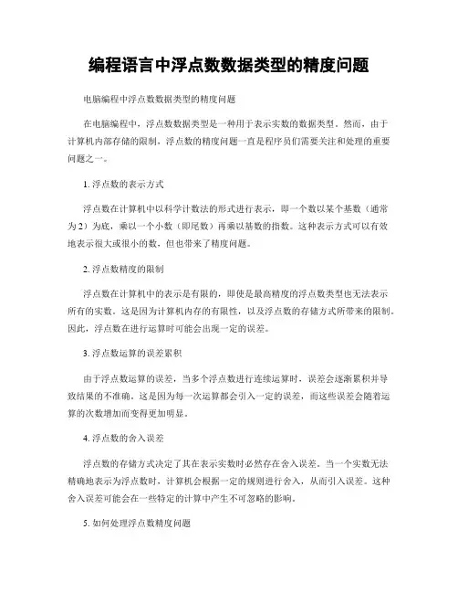 编程语言中浮点数数据类型的精度问题