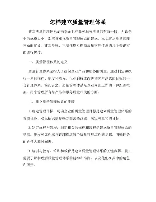 怎样建立质量管理体系