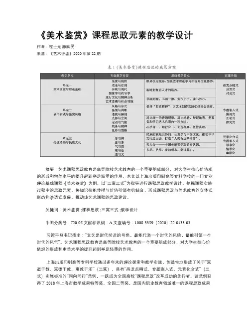 《美术鉴赏》课程思政元素的教学设计