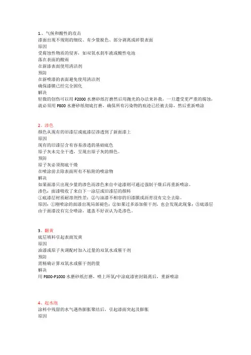常见的油漆缺陷和处理方法