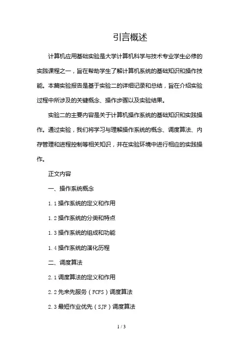 计算机应用基础实验报告2024
