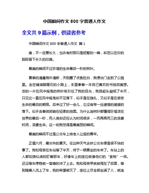 中国瞬间作文800字普通人作文
