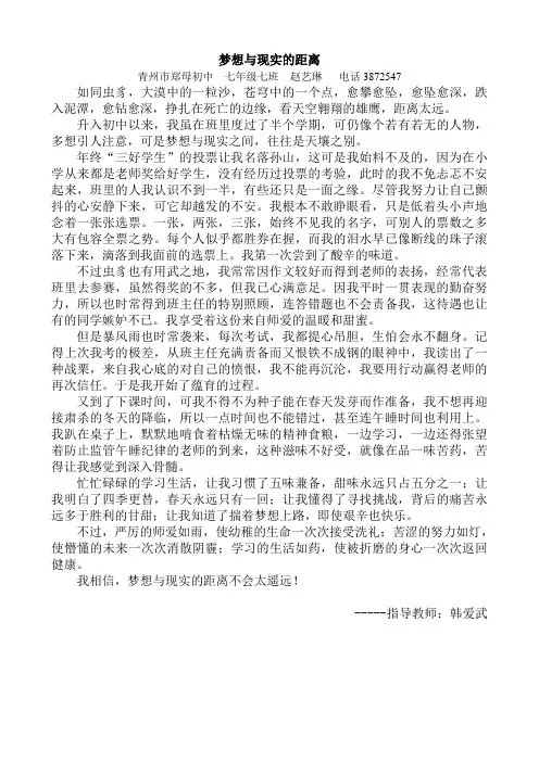 梦想与现实的距离