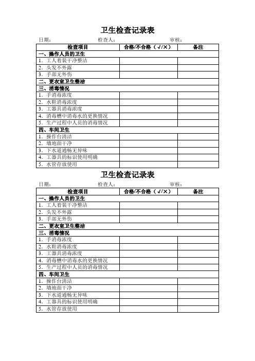 卫生检查记录表