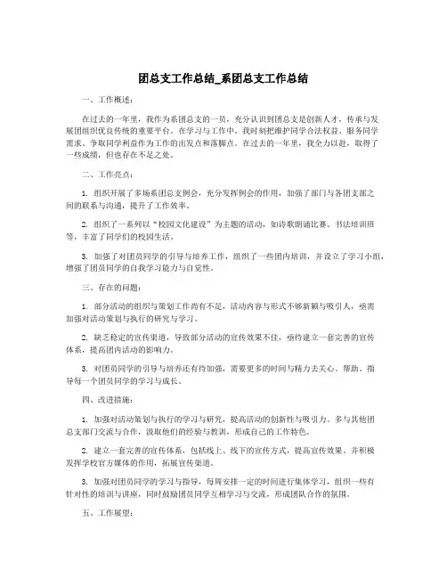团总支工作总结_系团总支工作总结