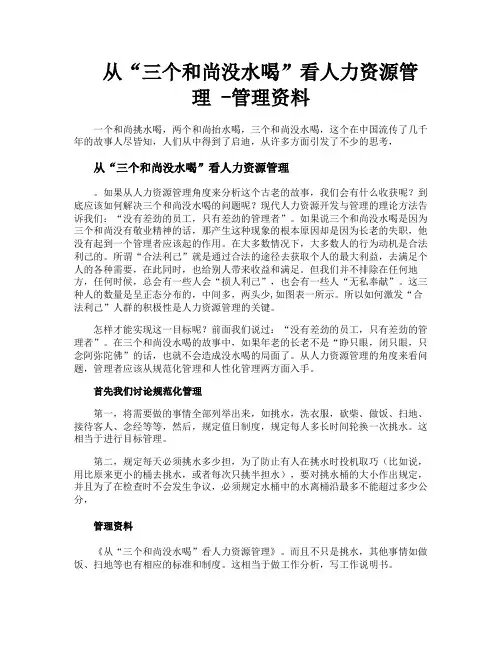 从“三个和尚没水喝”看人力资源管理管理资料