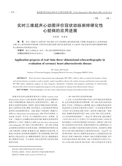 实时三维超声心动图评价冠状动脉粥样硬化性心脏病的应用进展