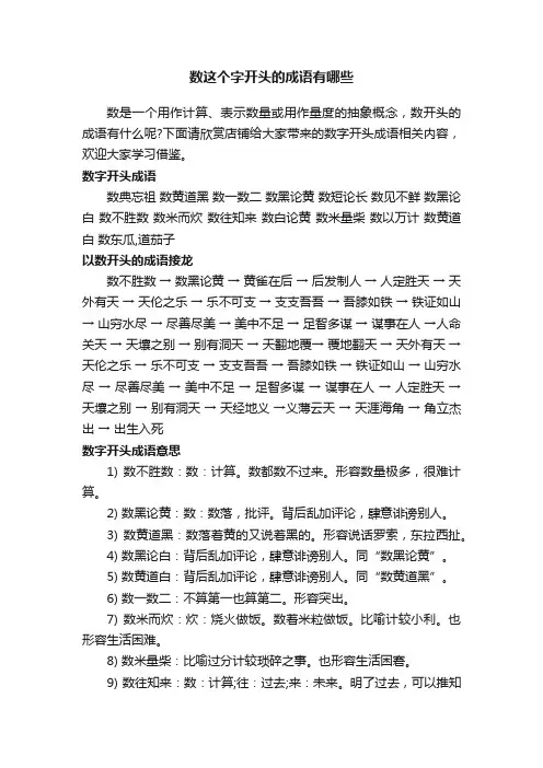 数这个字开头的成语有哪些