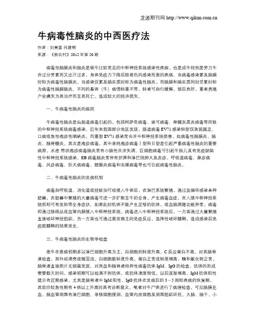 牛病毒性脑炎的中西医疗法