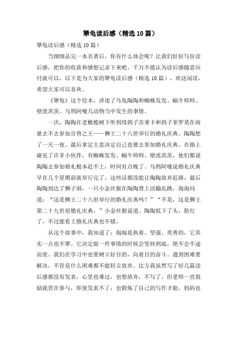 犟龟读后感(10篇)