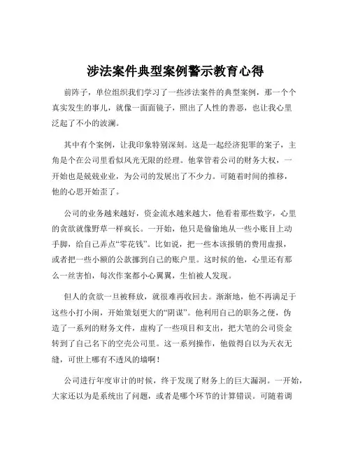 涉法案件典型案例警示教育心得