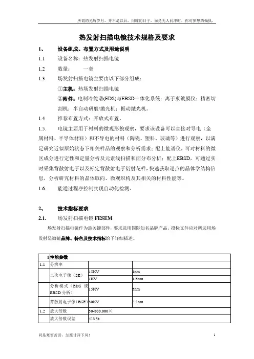 热发射扫描电镜技术规格及要求(新)