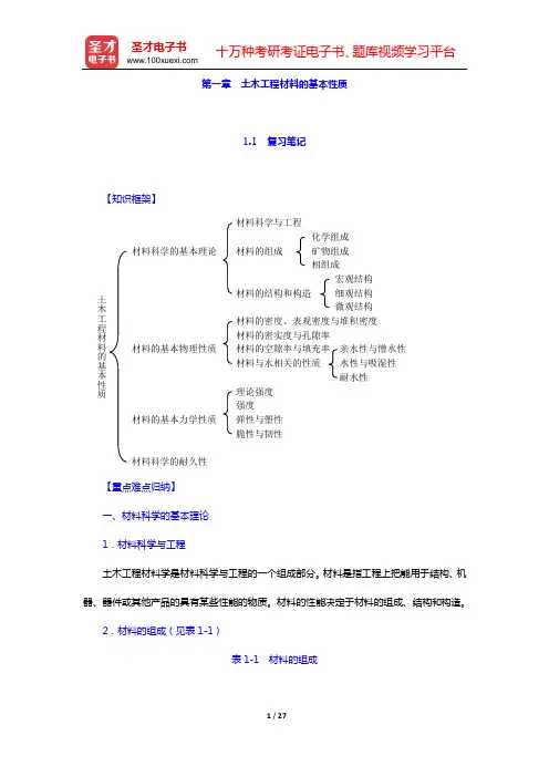 湖南大学等四校合编《土木工程材料》(第2版)笔记和课后习题(含考研真题)详解(第一章 土木工程材料的