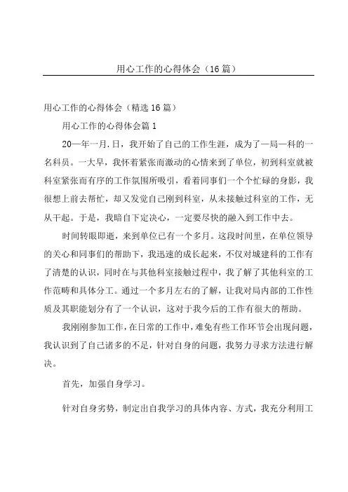 用心工作的心得体会(16篇)