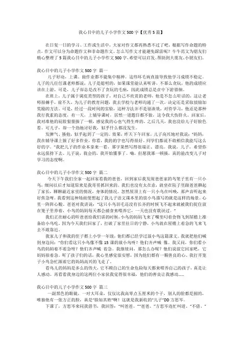 我心目中的儿子小学作文500字【优秀5篇】