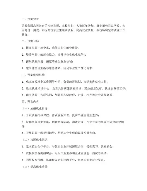 高校就业工作预案