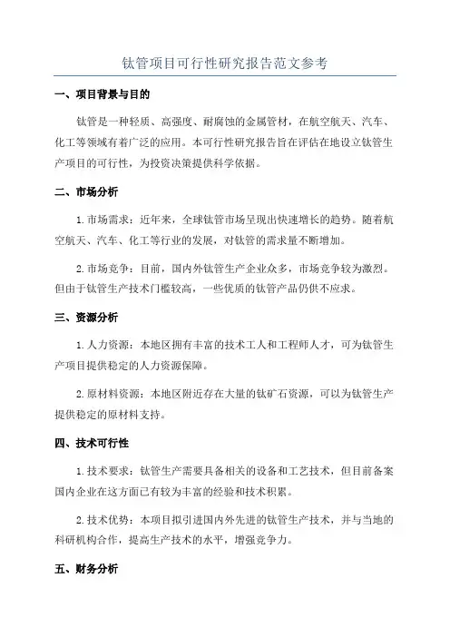 钛管项目可行性研究报告范文参考