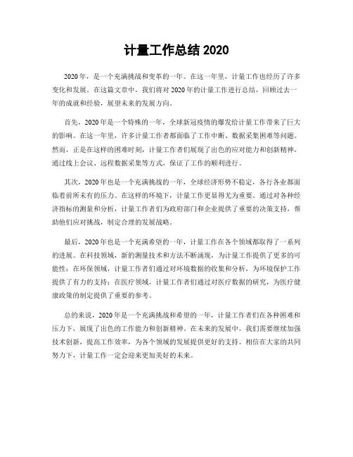 计量工作总结2020