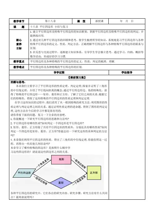 第18章 平行四边形(小结与复习)教案-八年级数学下册课件(人教版)