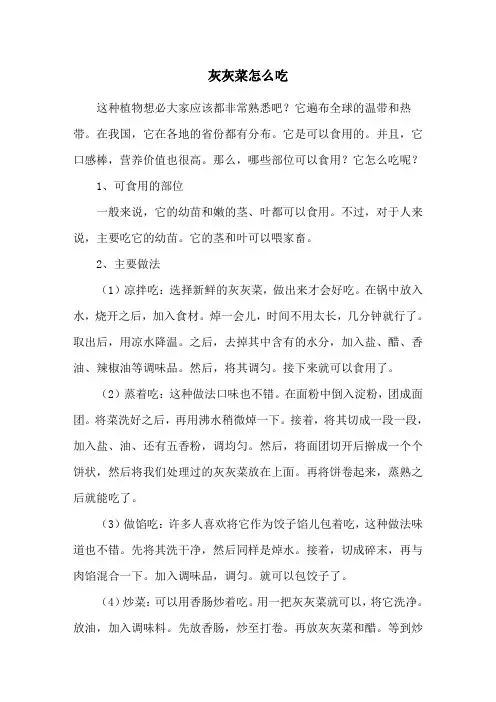 灰灰菜怎么吃