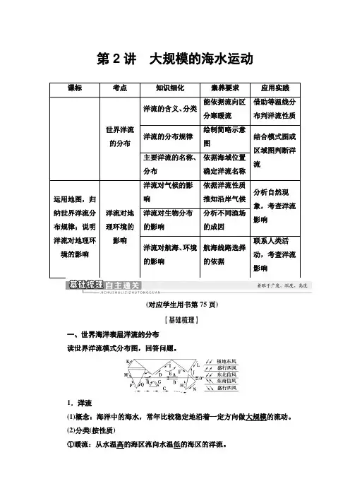 2021高考地理精准大一轮复习新高考地区专用讲义：第3章 第2讲 大规模的海水运动 Word版含答案