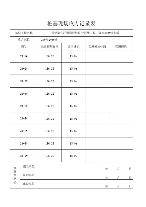 最新桩基收方记录表格
