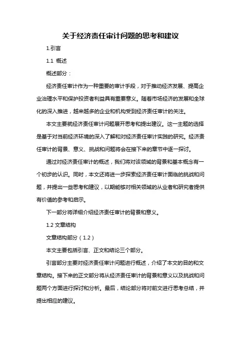 关于经济责任审计问题的思考和建议