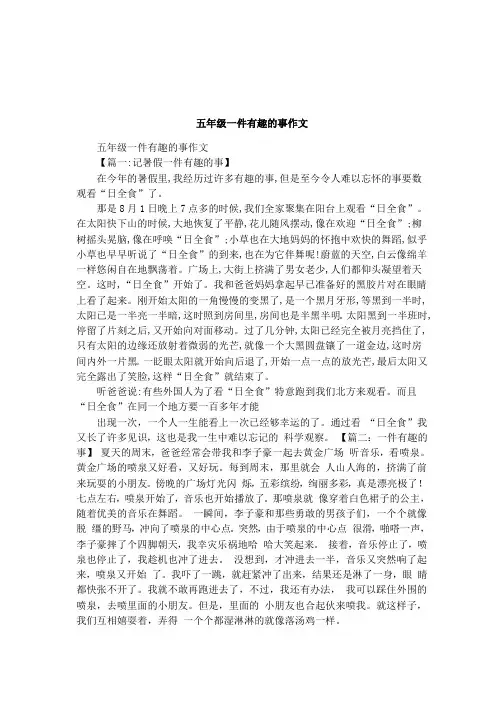 五年级一件有趣的事作文