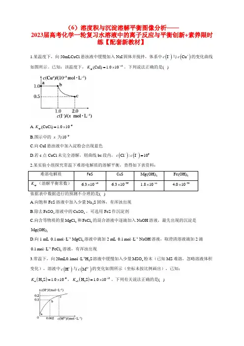 (6)溶度积与沉淀溶解平衡图像分析——2023届高考化学一轮复习水溶液中的离子反应与平衡创新 