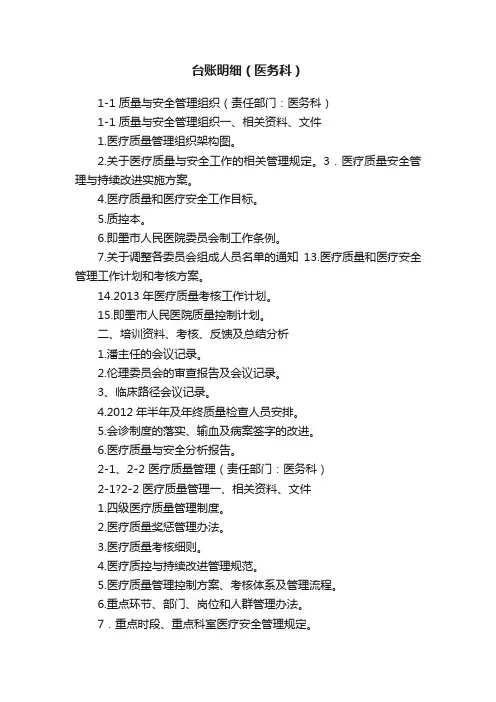 台账明细（医务科）