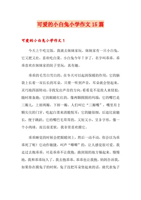 可爱的小白兔小学作文15篇
