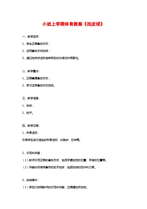 小班上学期体育教案《拍皮球》 (2)
