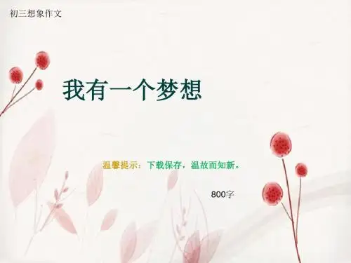 初三想象作文《我有一个梦想》800字(总11页PPT)