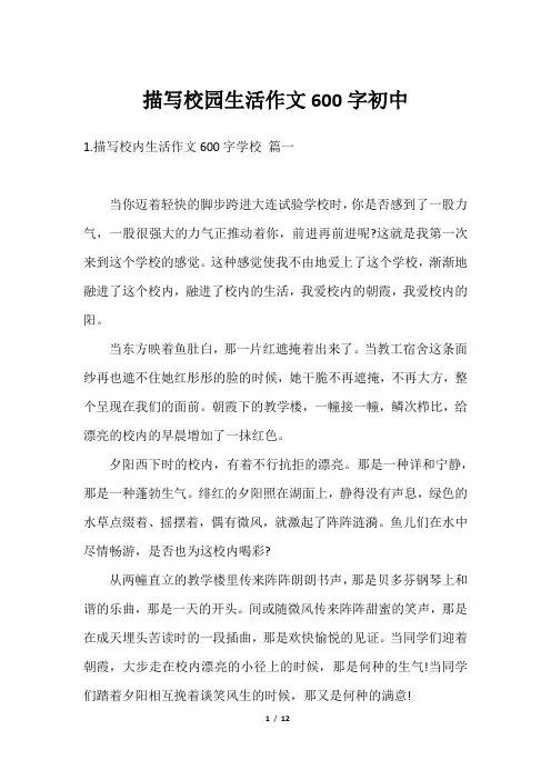 描写校园生活作文600字初中