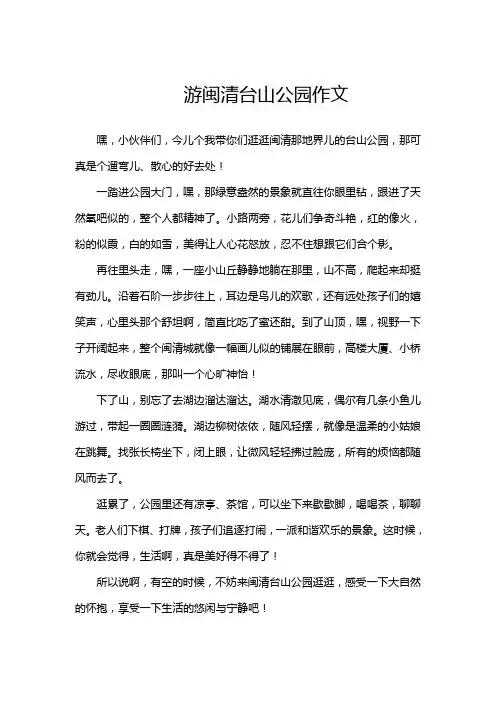 游闽清台山公园作文500字