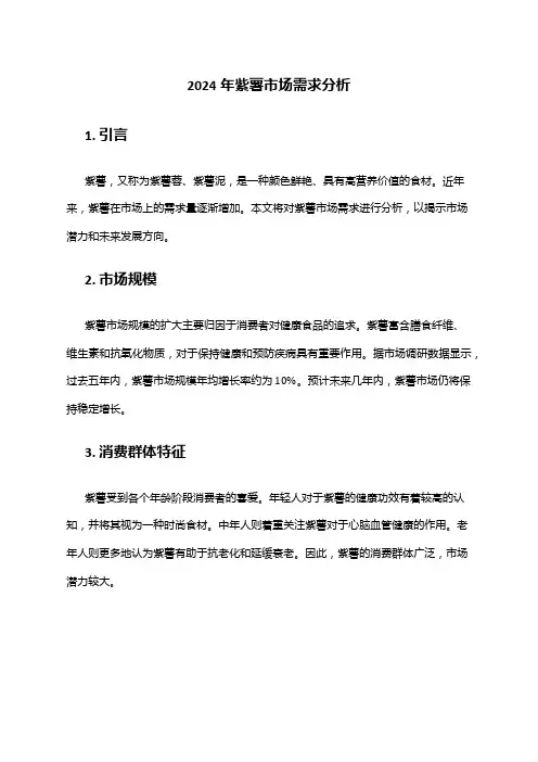 2024年紫薯市场需求分析