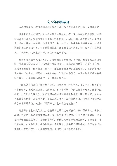好少年简要事迹